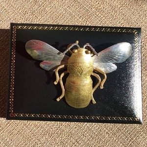 Courtney Peterson Pin Signed Vintage Brass/Sterling Bee Brooch / Pendant